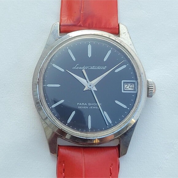 Vintage Citizen Leader Student Black Dial Para Shock Seven Jewels Rare 1960s - Picture 1 of 7